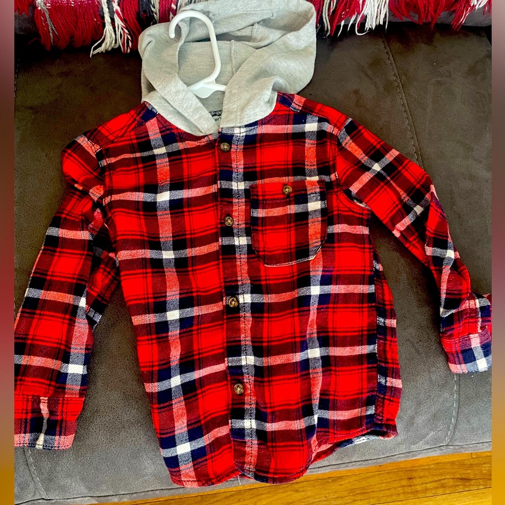 Boys Flannel button down hoodie